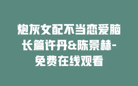 炮灰女配不当恋爱脑长篇许丹&陈景赫-免费在线观看