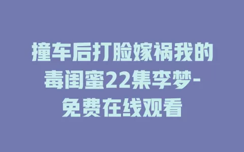 撞车后打脸嫁祸我的毒闺蜜22集李梦-免费在线观看