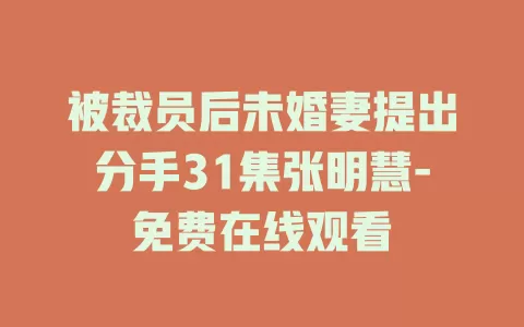 被裁员后未婚妻提出分手31集张明慧-免费在线观看