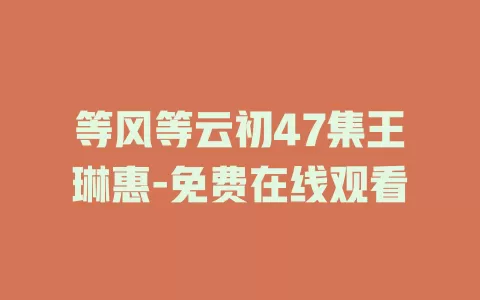 等风等云初47集王琳惠-免费在线观看