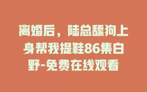 离婚后，陆总舔狗上身帮我提鞋86集白野-免费在线观看