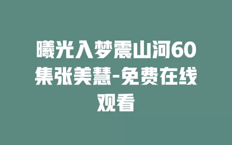 曦光入梦震山河60集张美慧-免费在线观看
