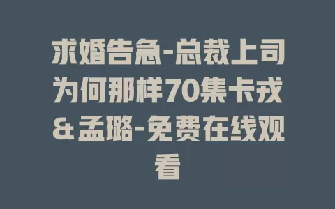求婚告急-总裁上司为何那样70集卡戎＆孟璐-免费在线观看