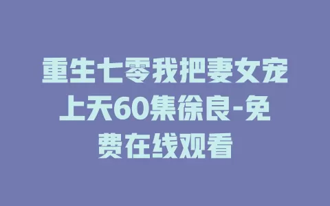 重生七零我把妻女宠上天60集徐良-免费在线观看