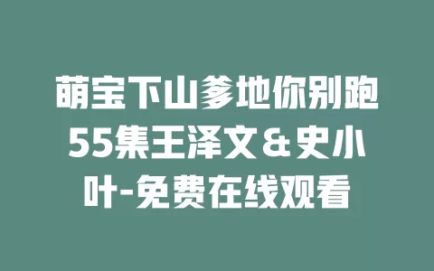 萌宝下山爹地你别跑55集王泽文＆史小叶-免费在线观看