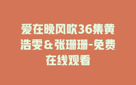 爱在晚风吹36集黄浩雯＆张珊珊-免费在线观看