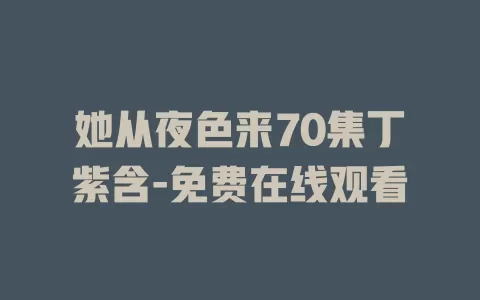 她从夜色来70集丁紫含-免费在线观看