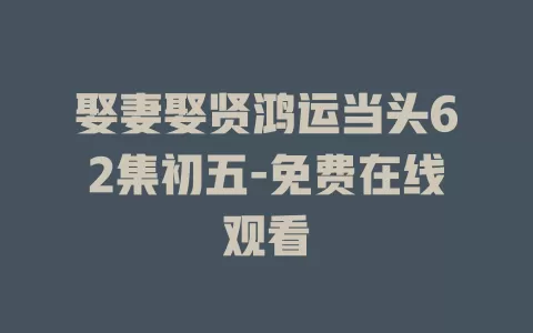 娶妻娶贤鸿运当头62集初五-免费在线观看