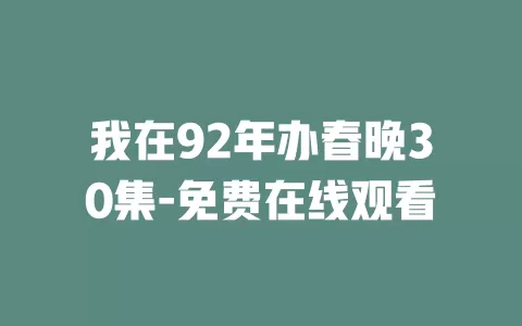 我在92年办春晚30集-免费在线观看
