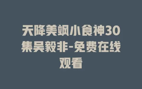 天降美飒小食神30集吴毅非-免费在线观看