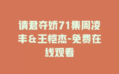 请君夺娇71集周凌丰＆王恺杰-免费在线观看