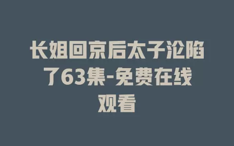 长姐回京后太子沦陷了63集-免费在线观看