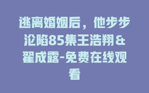 逃离婚姻后，他步步沦陷85集王浩翔＆翟成露-免费在线观看