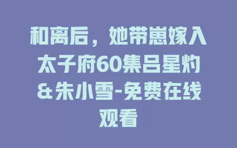 和离后，她带崽嫁入太子府60集吕星灼＆朱小雪-免费在线观看