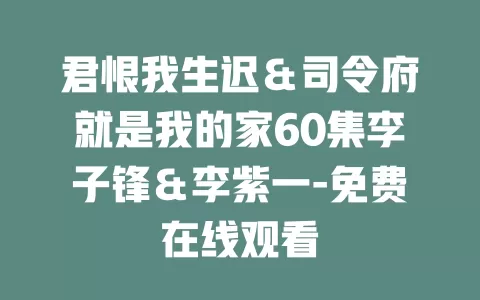 君恨我生迟＆司令府就是我的家60集李子锋＆李紫一-免费在线观看