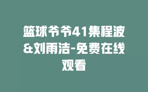 篮球爷爷41集程波&刘雨洁-免费在线观看