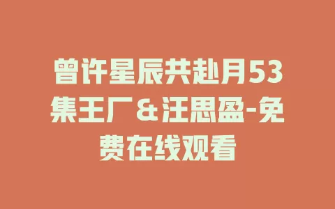 曾许星辰共赴月53集王厂＆汪思盈-免费在线观看