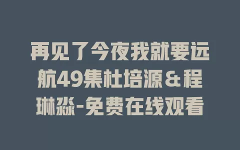 再见了今夜我就要远航49集杜培源＆程琳淼-免费在线观看
