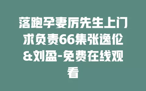 落跑孕妻厉先生上门求负责66集张逸伦&刘盈-免费在线观看
