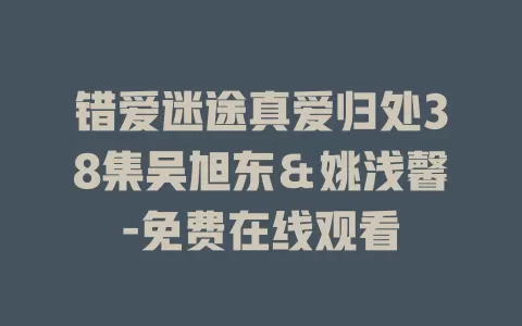 错爱迷途真爱归处38集吴旭东＆姚浅馨-免费在线观看
