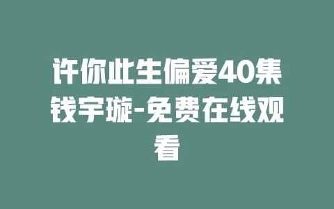 许你此生偏爱40集钱宇璇-免费在线观看