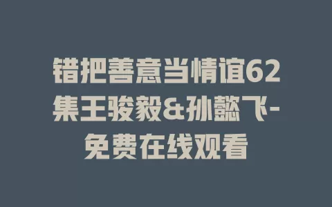错把善意当情谊62集王骏毅&孙懿飞-免费在线观看