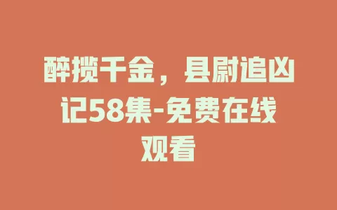 醉揽千金，县尉追凶记58集-免费在线观看