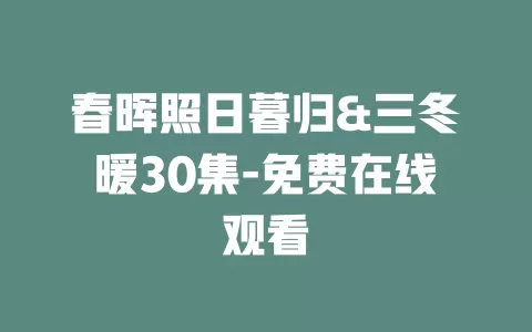 春晖照日暮归&三冬暖30集-免费在线观看
