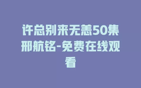 许总别来无恙50集邢航铭-免费在线观看