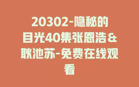 20302-隐秘的目光40集张恩浩＆耿池苏-免费在线观看