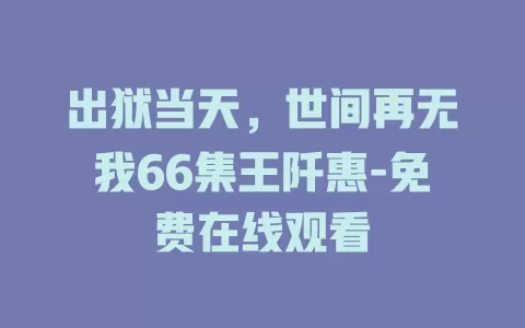 出狱当天，世间再无我66集王阡惠-免费在线观看