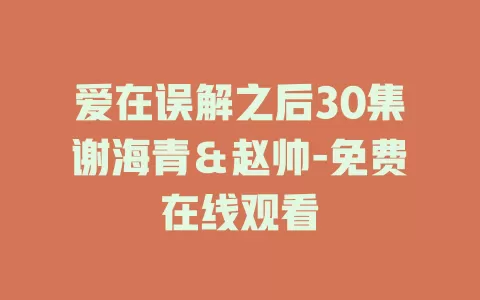 爱在误解之后30集谢海青＆赵帅-免费在线观看
