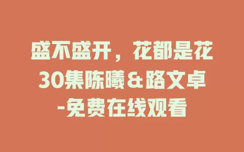 盛不盛开，花都是花30集陈曦＆路文卓-免费在线观看
