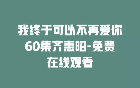 我终于可以不再爱你60集齐惠昭-免费在线观看