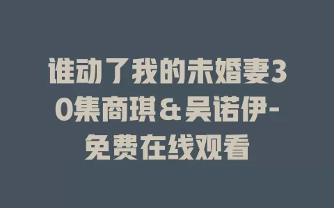 谁动了我的未婚妻30集商琪＆吴诺伊-免费在线观看
