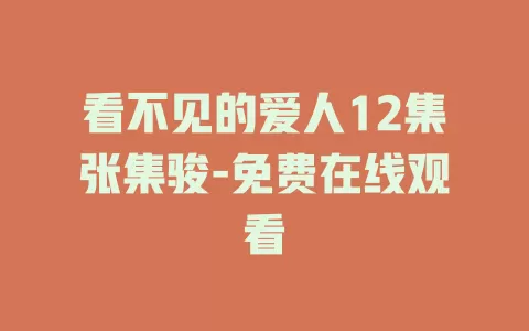 看不见的爱人12集张集骏-免费在线观看