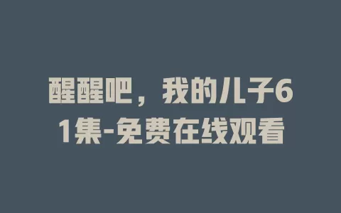 醒醒吧，我的儿子61集-免费在线观看