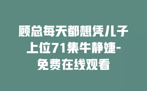 顾总每天都想凭儿子上位71集牛静婕-免费在线观看