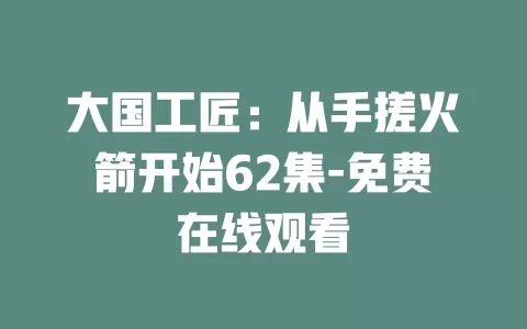 大国工匠：从手搓火箭开始62集-免费在线观看