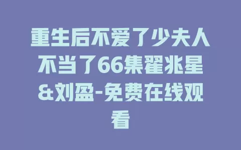 重生后不爱了少夫人不当了66集翟兆星&刘盈-免费在线观看