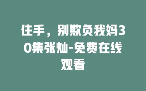 住手，别欺负我妈30集张灿-免费在线观看