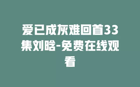 爱已成灰难回首33集刘晗-免费在线观看