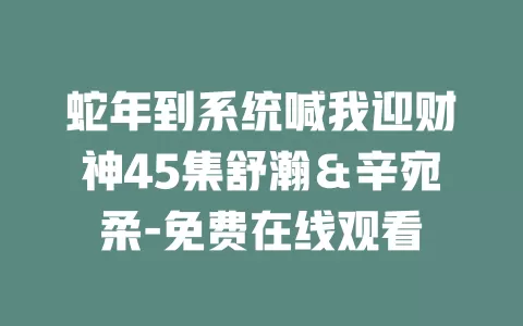 蛇年到系统喊我迎财神45集舒瀚＆辛宛柔-免费在线观看