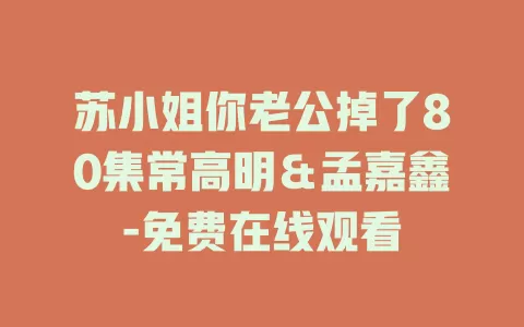 苏小姐你老公掉了80集常高明＆孟嘉鑫-免费在线观看