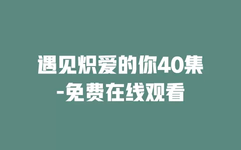 遇见炽爱的你40集-免费在线观看