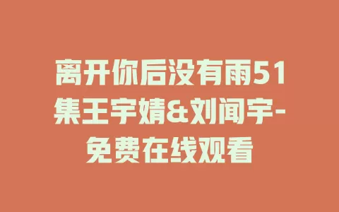离开你后没有雨51集王宇婧&刘闻宇-免费在线观看