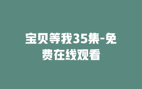 宝贝等我35集-免费在线观看