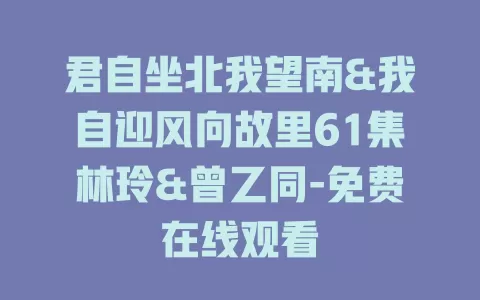 君自坐北我望南&我自迎风向故里61集林玲&曾乙同-免费在线观看