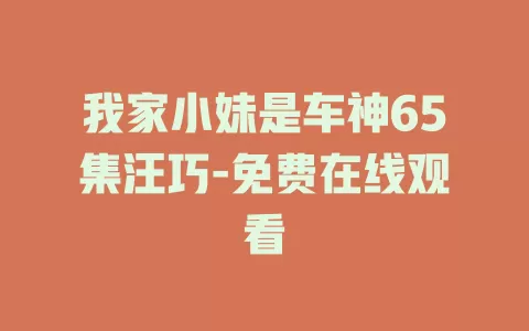 我家小妹是车神65集汪巧-免费在线观看