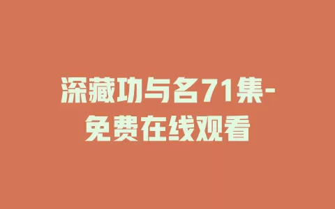 深藏功与名71集-免费在线观看